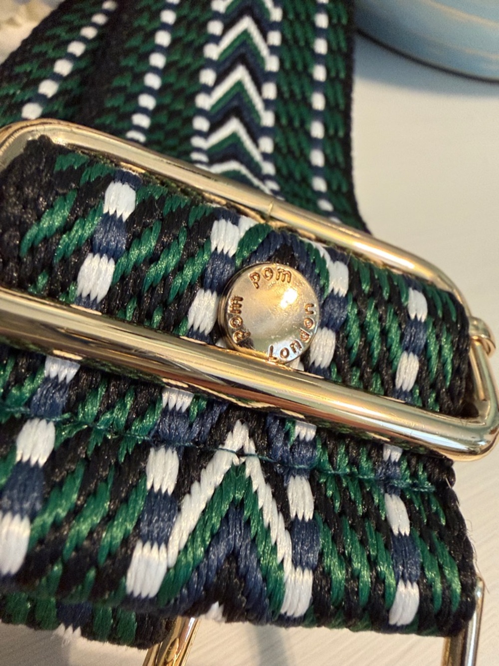 Pom Pom London Navy and Green Strap NWOT - Picture 3 of 3